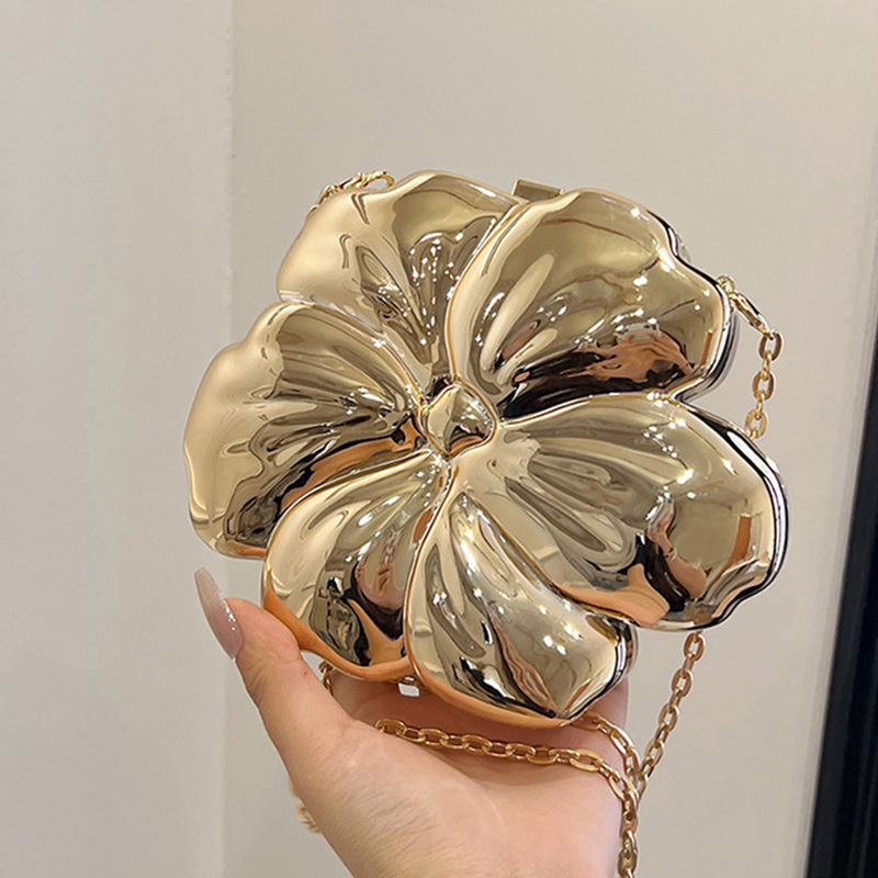 Mini Bag Evening Clutch - Pochette métallique en forme de fleur