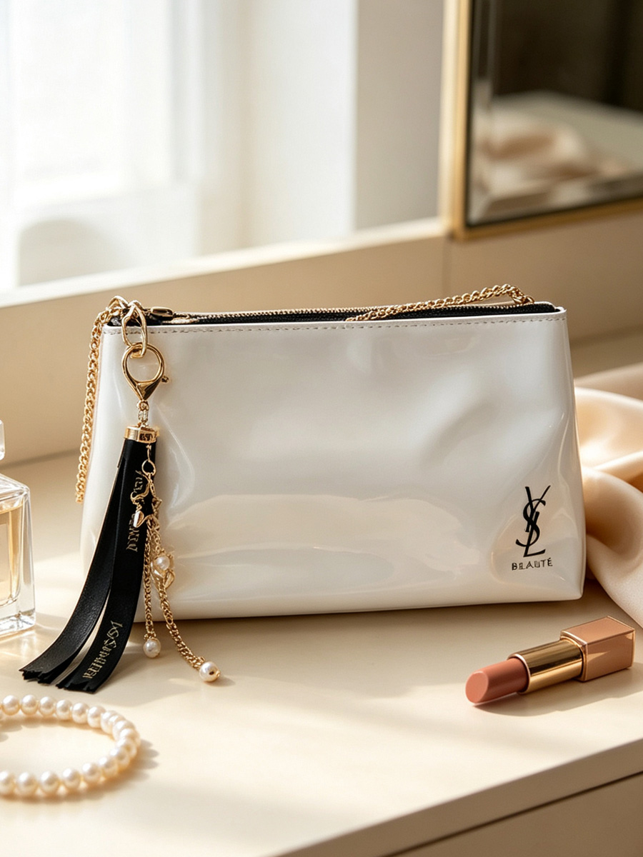 Women Luxury Bags Ysl - Sac de Maquillage YSL Blanc Brillant
